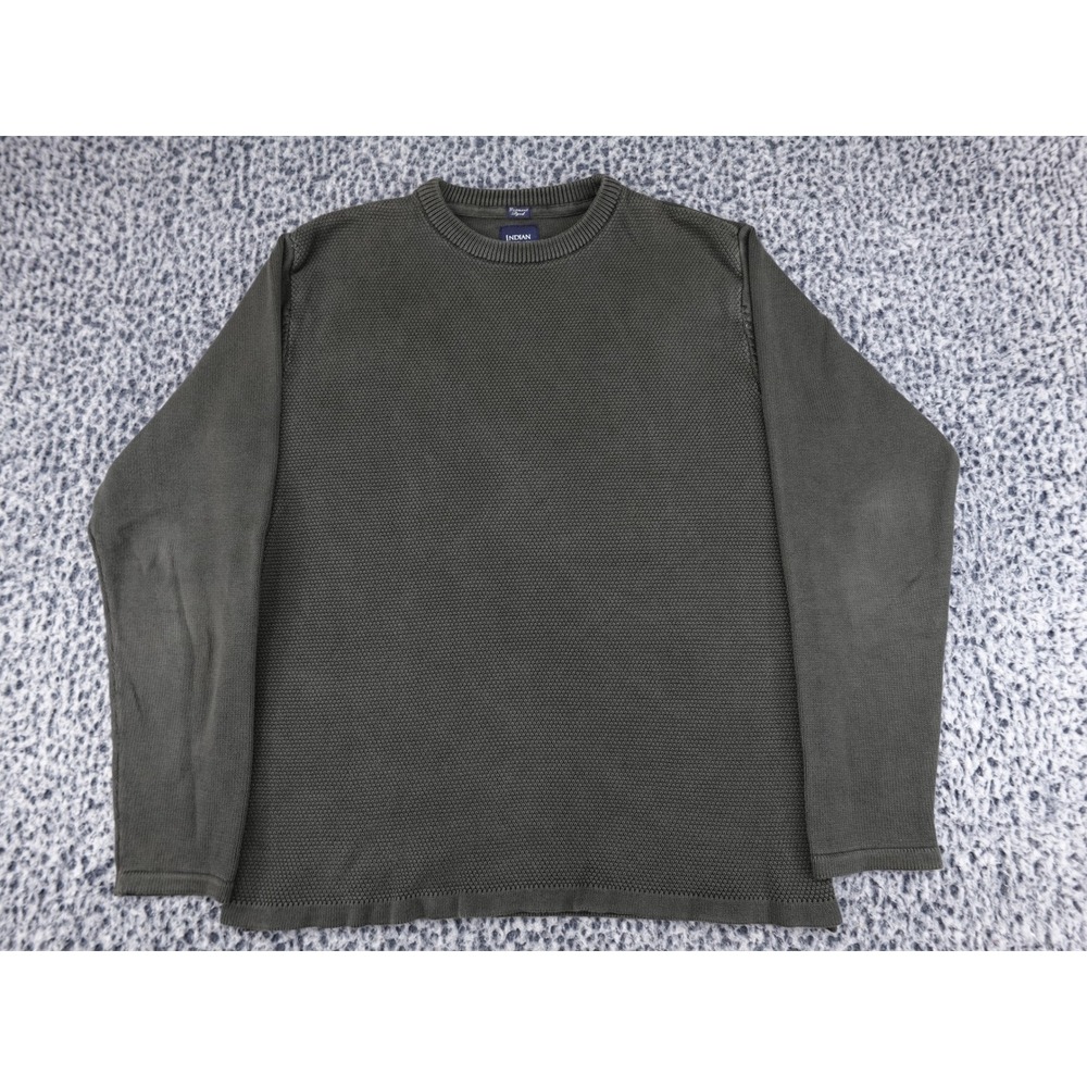 Indian Terrain Sweater Mens M Forest Green Cotton Textured Knit‎ ITMSW00044
